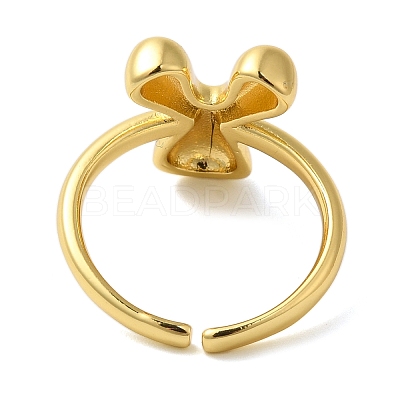 Initials Brass Open Cuff Ring for Women RJEW-N046-02Y-G-1