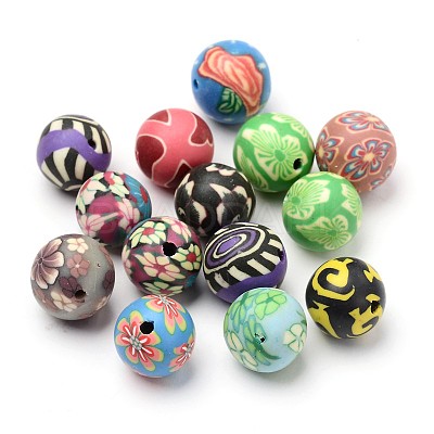 Handmade Polymer Clay Beads FM12mmY-1