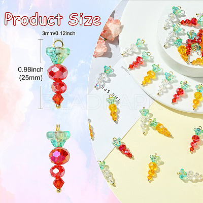 30Pcs 3 Styles Glass Pendants PALLOY-CJ00094-1