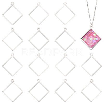16Pcs 304 Stainless Steel Open Back Bezel Pendants FIND-UN0002-90B-1
