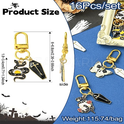 Gothic Alloy Enamel Coffin Pendant Decoration HJEW-CJ00034-1