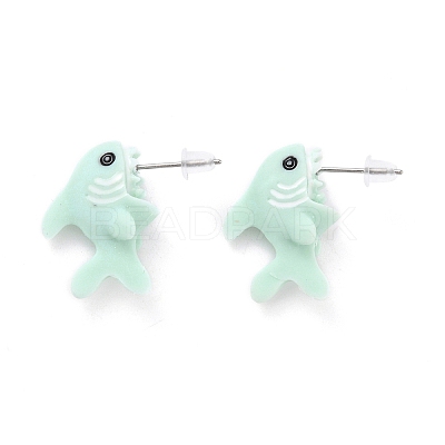 Cute Shark Resin Stud Earrings LS-EJEW-K089-07P-1