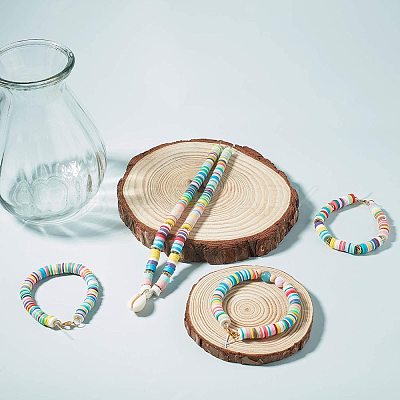 Flat Round Handmade Polymer Clay Bead Spacers CLAY-R067-3.0mm-38-1
