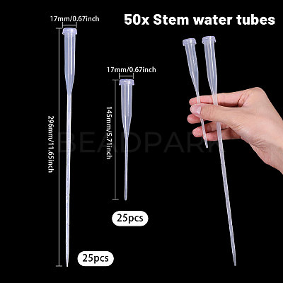 50Pcs PP Plastic Flower Water Tubes AJEW-GL0002-97C-1
