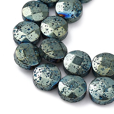 Electroplated Natural Lava Rock Beads Strands G-A256-F01-01G-1