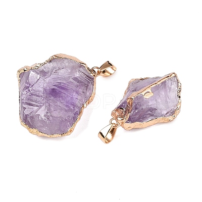 Raw Rough Natural Amethyst Pendants G-T138-174B-1