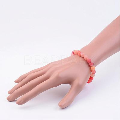 Natural Weathered Agate(Dyed) Stretch Beads Bracelets BJEW-JB02513-01-1