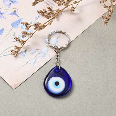 Teardrop Evil Eye Lampwork Keychain KEYC-JKC00228-02-1