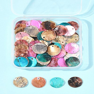 56Pcs 5 Colors Spray Painted Natural Akoya Shell Pendants SHEL-FS0001-09-1