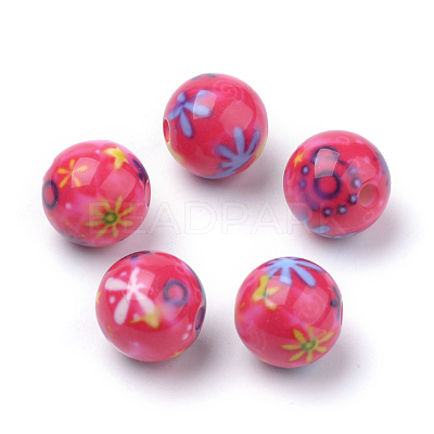 Opaque Printed Acrylic Beads X-MACR-S271-10mm-M-1