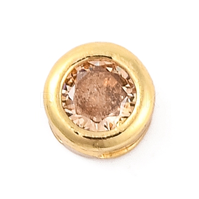 Rack Plating Flat Round Brass Micro Pave Cubic Zirconia Cabochons KK-F874-03G-07-1