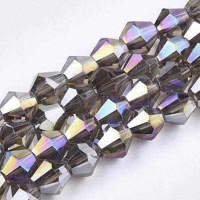Electroplate Glass Beads Strands X-EGLA-Q118-6mm-B13-1