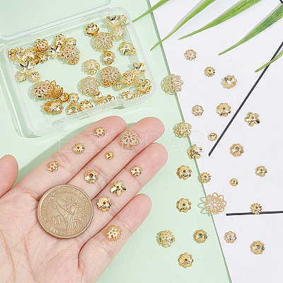 100Pcs 10 Styles 304 Stainless Steel Bead Caps STAS-UN0042-73-1