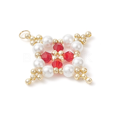 Glass Seed Beaded Star Pendants PALLOY-MZ01165-03-1