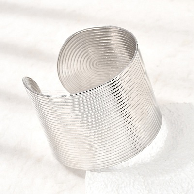 40MM 304 Stainless Steel Stripe Textured Wide Cuff Bangles for Women SA-CBAB767-34P-1