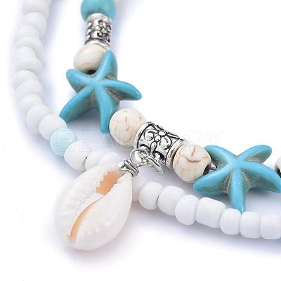 Cowrie Shell Anklets AJEW-AN00244-1