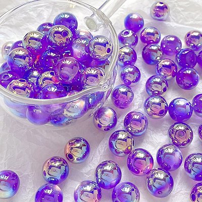 Rainbow Iridescent Plating Acrylic Beads FIND-B077-01C-1