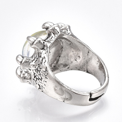 Adjustable Alloy Glass Finger Rings RJEW-T006-03A-1