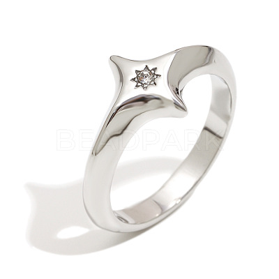316L Surgical Stainless Steel with Clear Cubic Zirconia Finger Rings WGD89A7-04-1