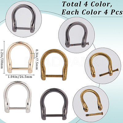 16pcs 4 Colors Alloy D-Ring Anchor Shackle Clasps FIND-GF0006-71-1