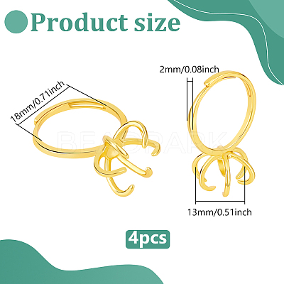 4Pcs Adjustable Brass Finger Ring Components KK-NB0002-57-1