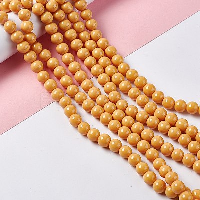Painted Glass Bead Strands X-DGLA-S071-8mm-22-1