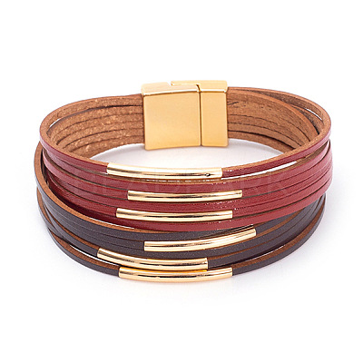 Two Tone Imitation Leather Multi-strand Bracelets for Women WGE2A7B-02-1