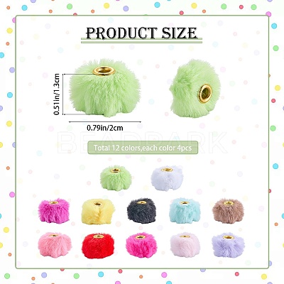 48Pcs 12 Colors Velvet Imitation Rabbit Fur European Beads FIND-SZ0019-28-1