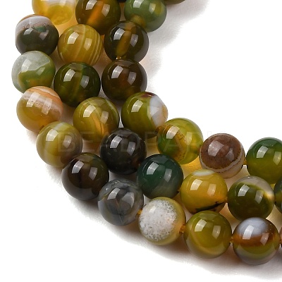 Natural Striped Agate/Banded Agate Bead Strands G-K155-A-6mm-08-1