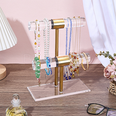 Acrylic & 
Stainless Steel T Bar Jewely Display Stands ODIS-WH0108-022-1