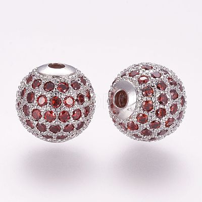 Brass Micro Pave Cubic Zirconia Beads ZIRC-G092-23P-03-1