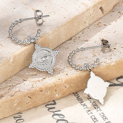 304 Stainless Steel Dangle Stud Earrings EJEW-F354-03P-1
