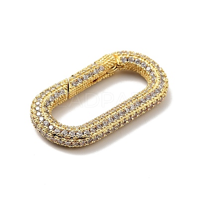 Brass Micro Pave Clear Cubic Zirconia Spring Gate Rings KK-G414-06G-1