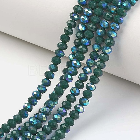 Electroplate Opaque Solid Color Glass Beads Strands X-EGLA-A034-P4mm-L06-1