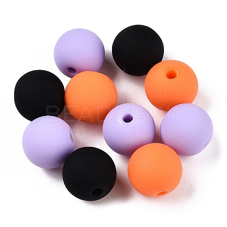 Rubberized Style Imitated Silicone Acrylic Beads MACR-T048-01B-05-1