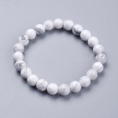 Natural Howlite Beaded Stretch Bracelets BJEW-I253-8mm-08-1