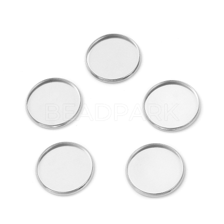 Tarnish Resistant Flat Round 304 Stainless Steel Plain Edge Bezel Cups STAS-R083-02-1