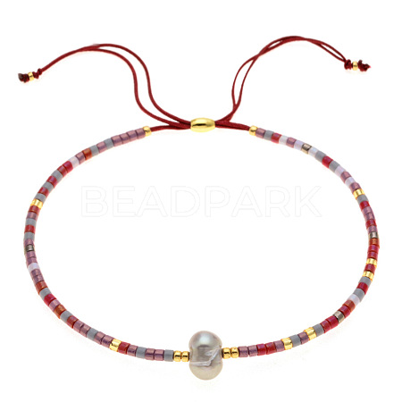 Adjustable Glass Seed Bead Slider Bracelets for Women VT9382-27-1
