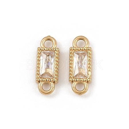 304 Stainless Steel Pave Clear Cubic Zirconia Rectangle Links Connector Charms STAS-F322-13G-1