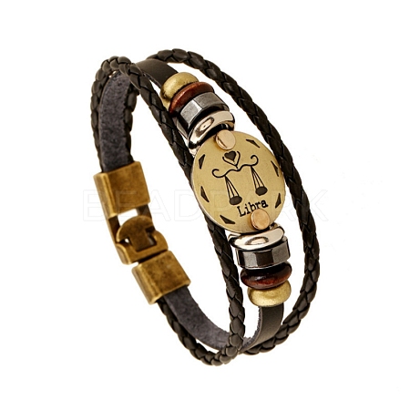 Braided Cowhide Cord Multi-Strand Bracelets PW-WG49322-10-1