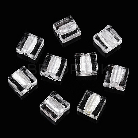 Handmade Silver Foil Lampwork Beads FOIL-S006-12x12mm-11-1