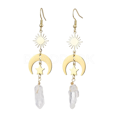 Rough Natural Quartz Crystal Dangle Earrings EJEW-JE05877-02-1