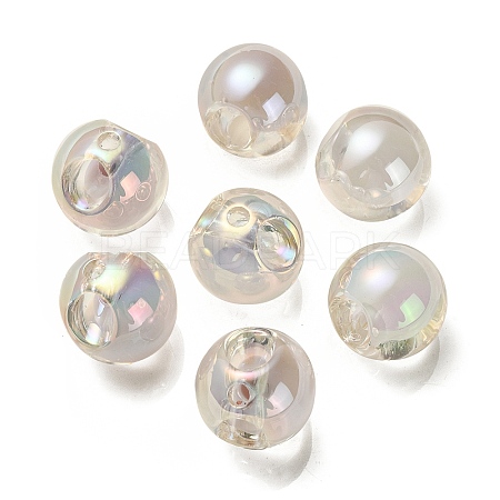 Transparent UV Plating Rainbow Iridescent Acrylic Beads OACR-P015-03L-1