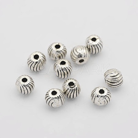 Tibetan Style Alloy Corrugate Round Spacer Beads TIBEB-O004-82-1