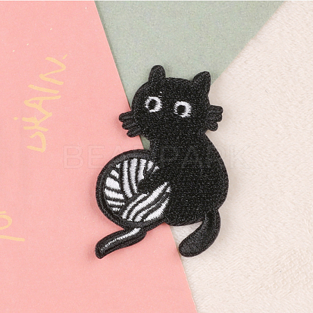 Cat Shape Computerized Embroidery Cloth Iron on/Sew on Patches DIAM-PW0015-10A-1