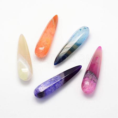 Faceted Natural Dyed Agate Beads G-F419-01-1