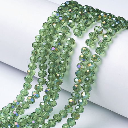 Electroplate Transparent Glass Beads Strands X-EGLA-A034-T6mm-F04-1