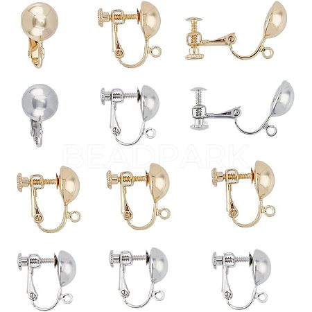 SUPERFINDINGS 12Pcs 2 Colors Brass Screw On Clip Earring Converter KK-FH0005-05-1