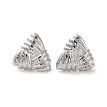 Triangle 304 Stainless Steel Stud Earrings for Women EJEW-L272-024P-1