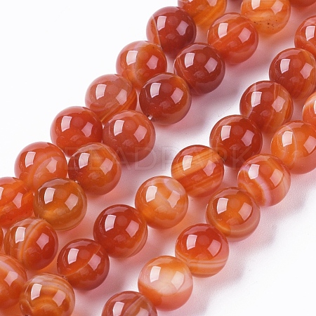 Natural Striped Agate/Banded Agate Beads Strands G-G582-10mm-59-1